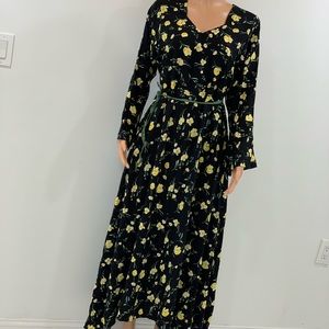 women floral Long skirt ladies Maxi,Long Sleeve Western Casual Dress Size L 42